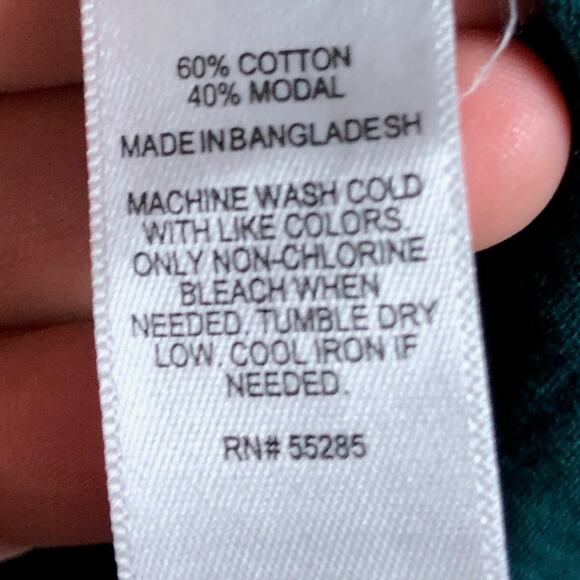 Express Womens Shirt Dark Teal 3/4 Sleeve Open Cross Chest Modal Blend Small - Picture 7 of 12